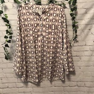 Long Sleeve Abstract Print Blouse